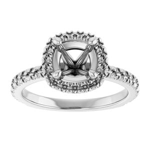 14K White 6.5 mm Round Engagement Ring Mounting