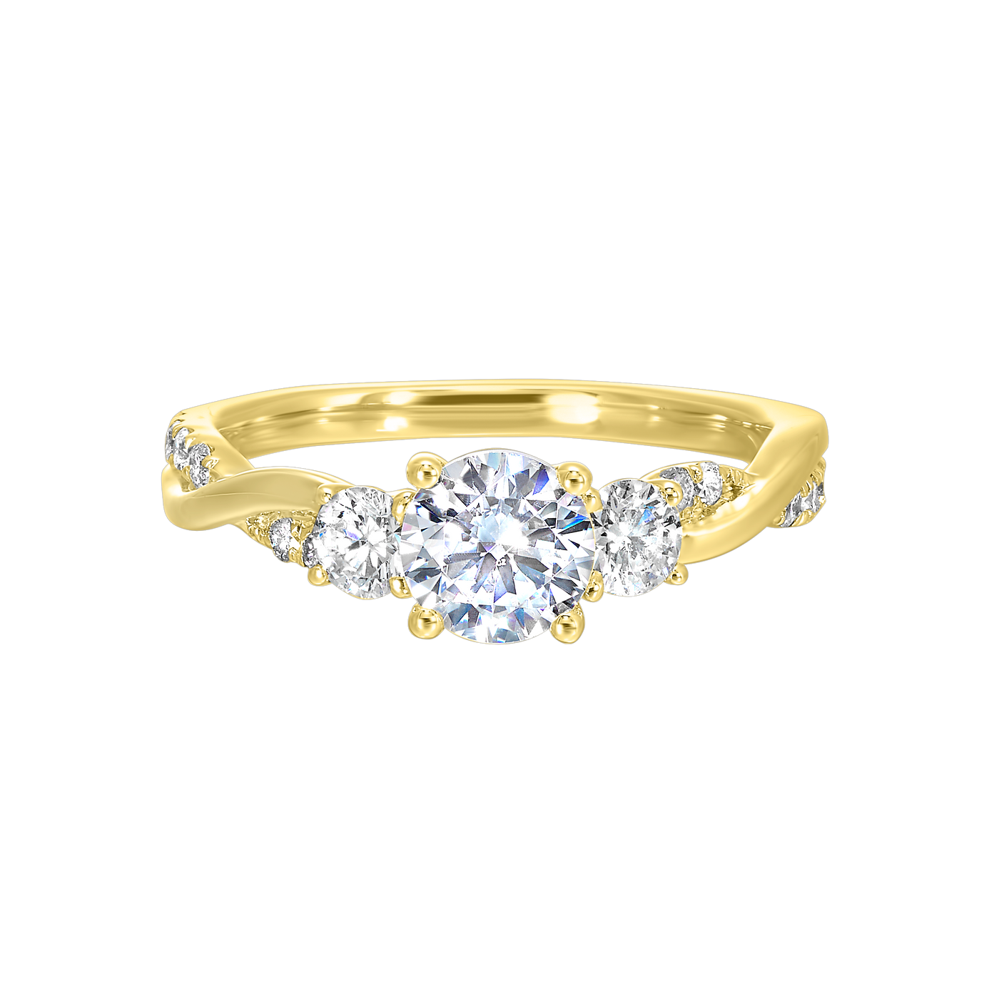 14K Yellow Gold Diamond Engagement Ring Semi-Mount