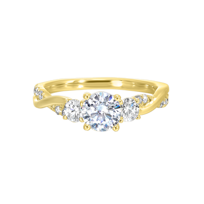 14K Yellow Gold Diamond Engagement Ring Semi-Mount