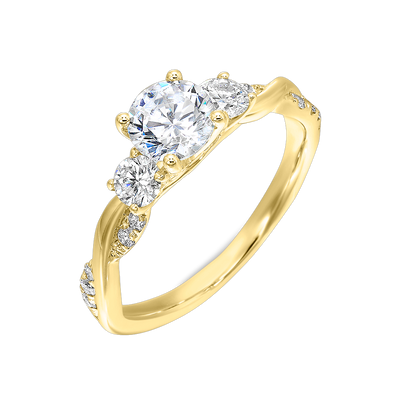 14K Yellow Gold Diamond Engagement Ring Semi-Mount