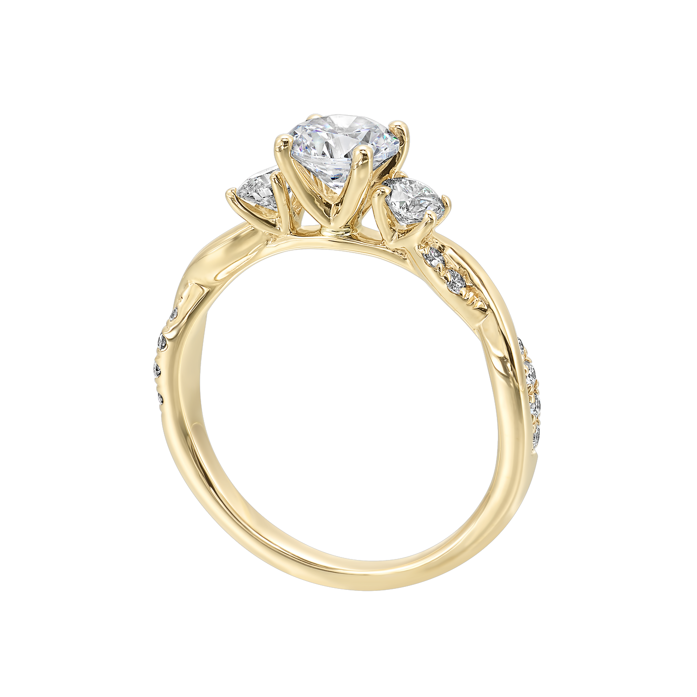 14K Yellow Gold Diamond Engagement Ring Semi-Mount