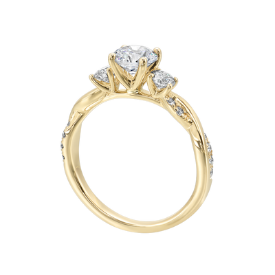 14K Yellow Gold Diamond Engagement Ring Semi-Mount