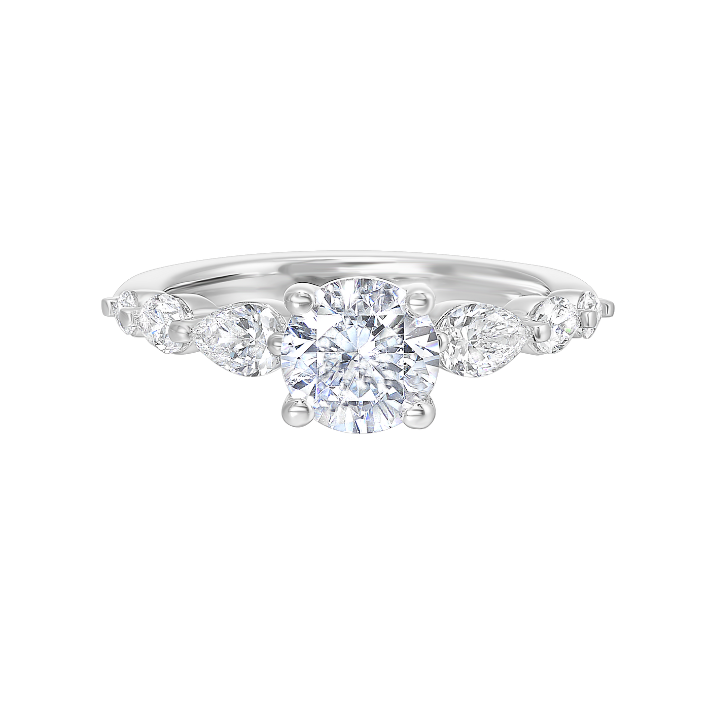 14K White Gold Diamond Engagement Ring Semi-Mount