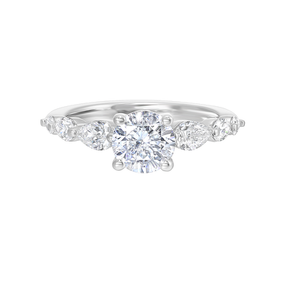 14K White Gold Diamond Engagement Ring Semi-Mount