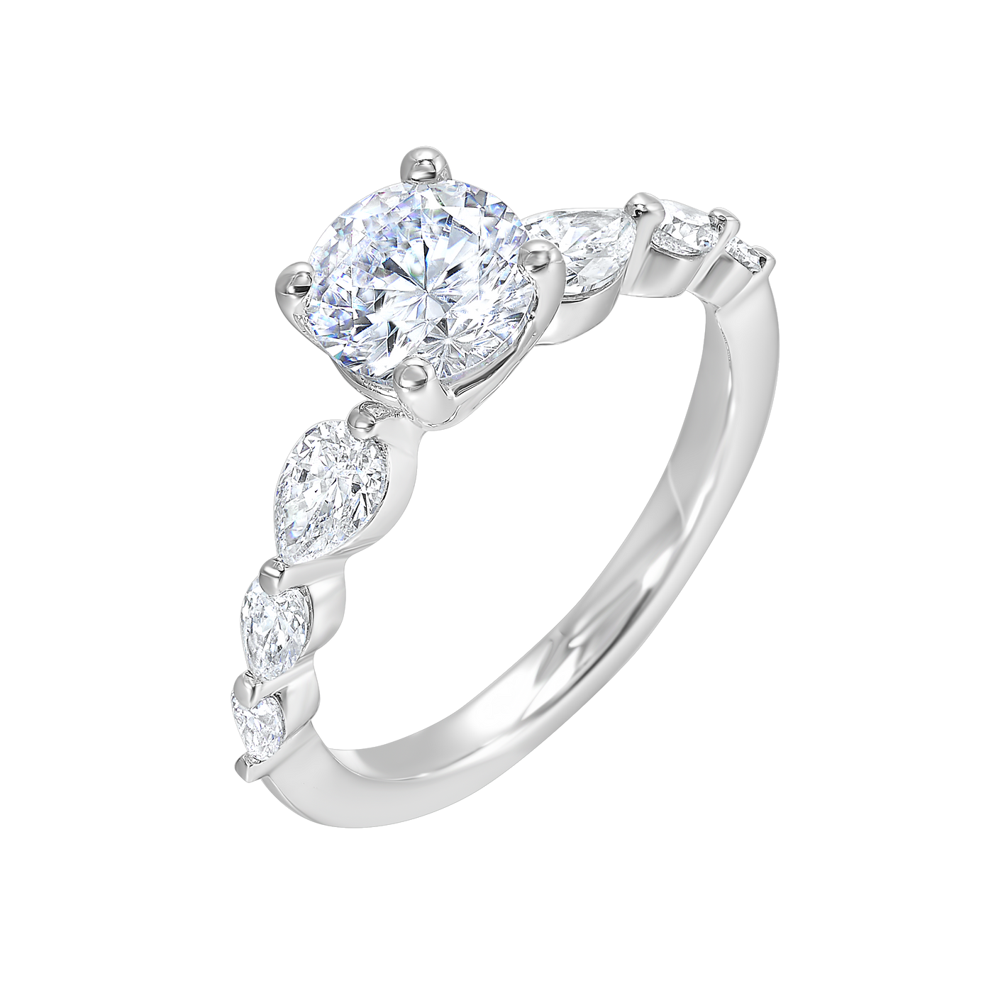 14K White Gold Diamond Engagement Ring Semi-Mount