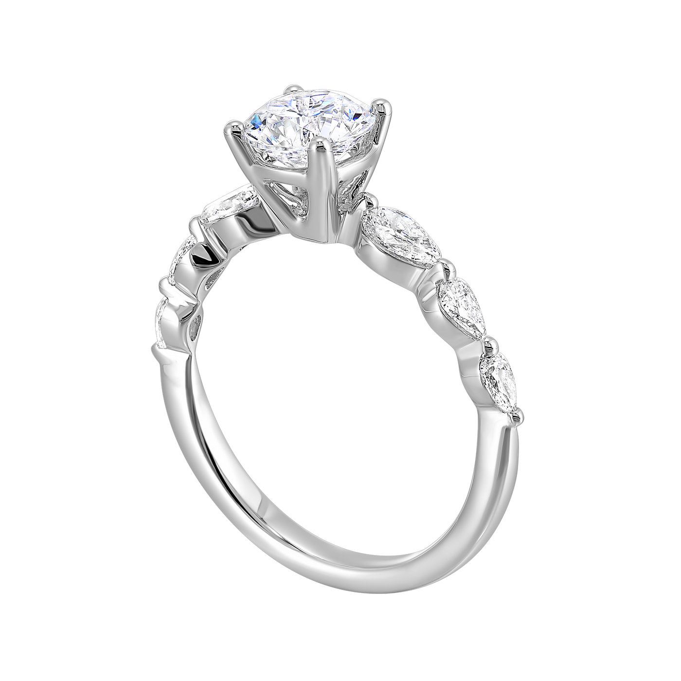 14K White Gold Diamond Engagement Ring Semi-Mount