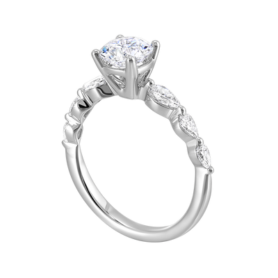 14K White Gold Diamond Engagement Ring Semi-Mount