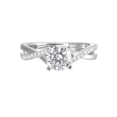 14K White Gold Diamond Engagement Ring Semi-Mount