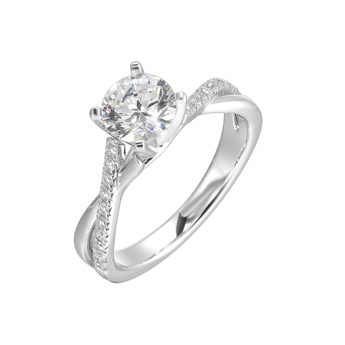 14K White Gold Diamond Engagement Ring Semi-Mount