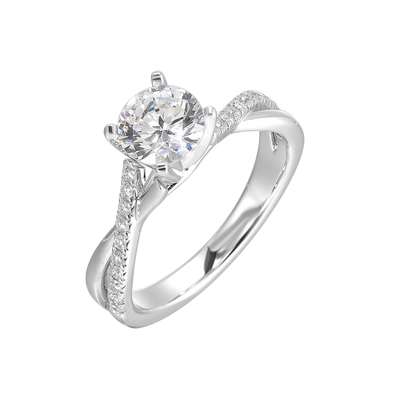 14K White Gold Diamond Engagement Ring Semi-Mount