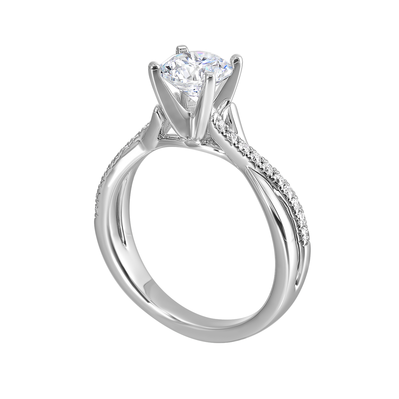 14K White Gold Diamond Engagement Ring Semi-Mount