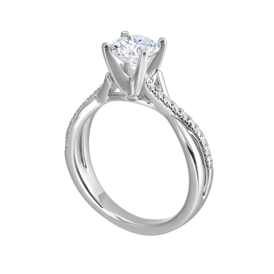 14K White Gold Diamond Engagement Ring Semi-Mount