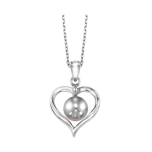 Sterling Silver Pearl Heart Pendant