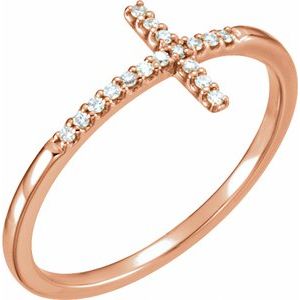 14K Rose .08 CTW Lab-Grown Diamond Sideways Cross Ring