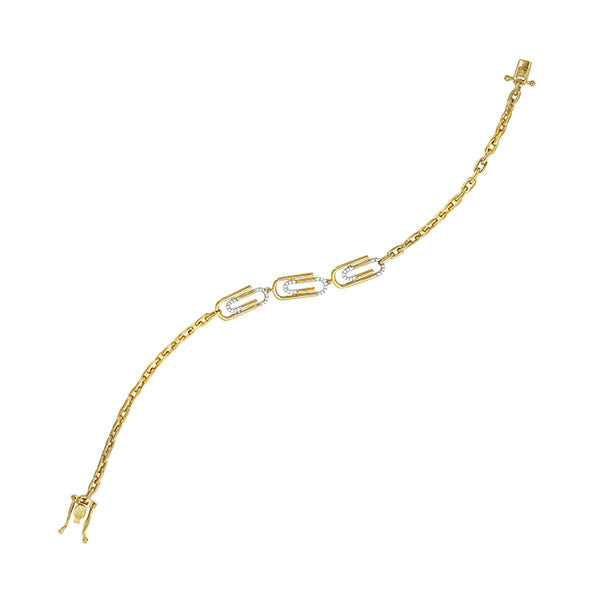 10K Yellow Gold Diamond Paperclip Bracelet
