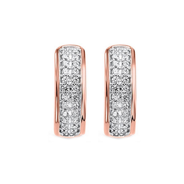 10K Rose Gold Diamond Hoop Earrings