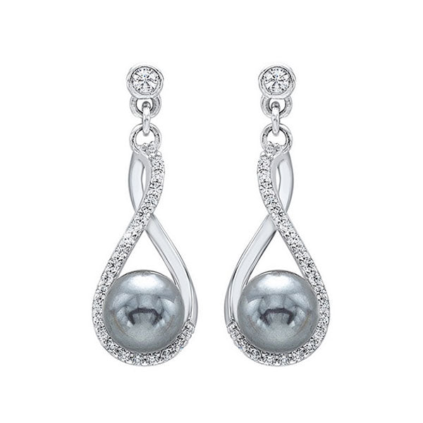 CZ Sterling Silver Pearl Earrings