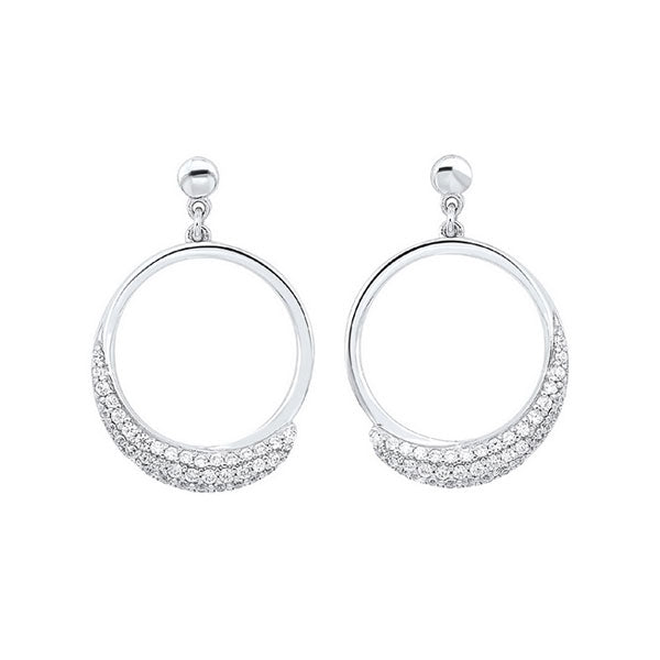 CZ Sterling Silver Post Drop Style Earring