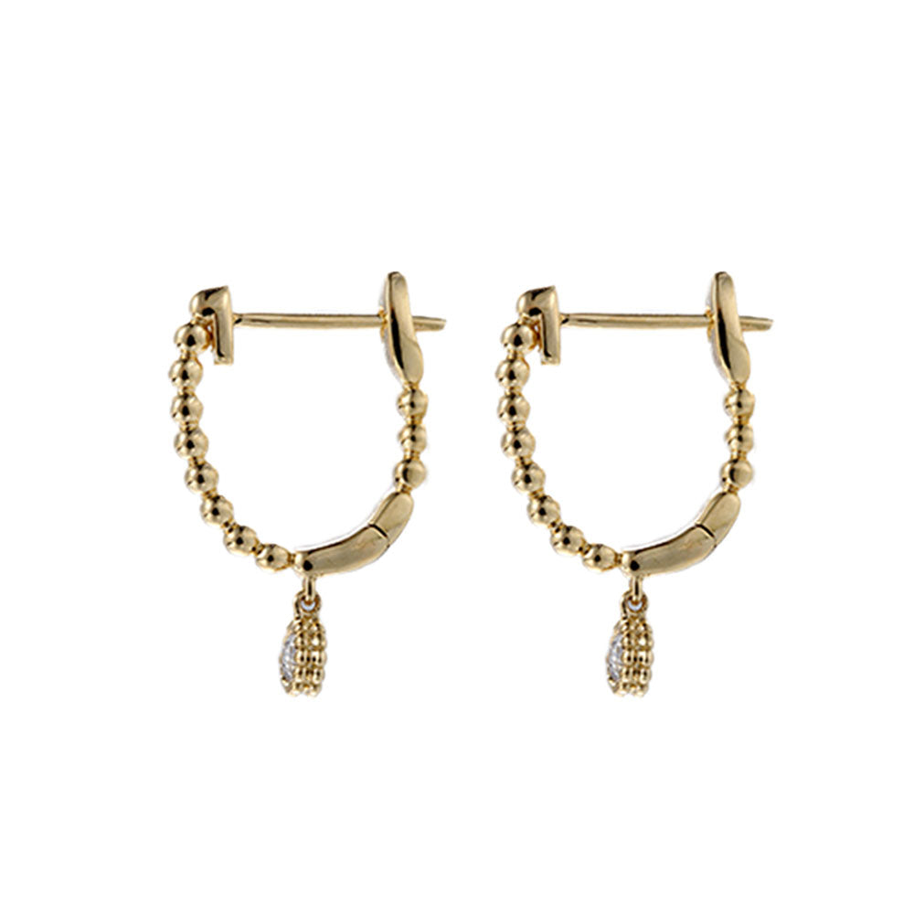 14K Yellow Gold Diamond Hoop Earrings