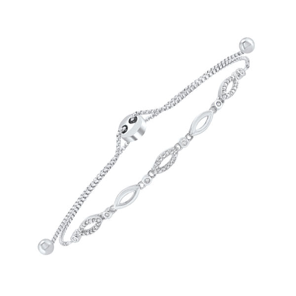 Sterling Silver Diamond Bolo Bracelet