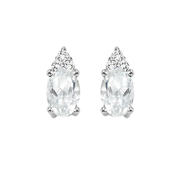 10K White Gold White Topaz Diamond Stud Earrings