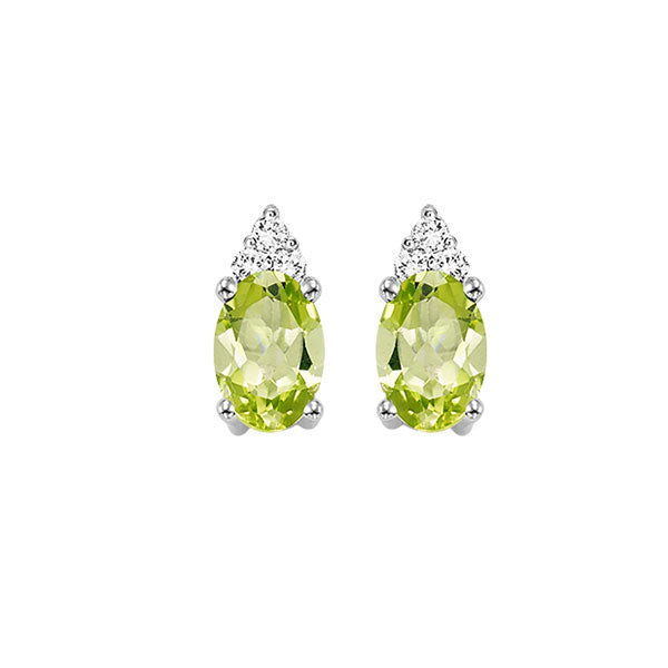 10K White Gold Peridot Diamond Stud Earrings