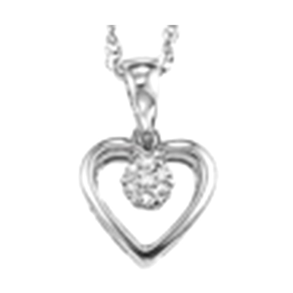 Sterling Silver Diamond Heart Pendant