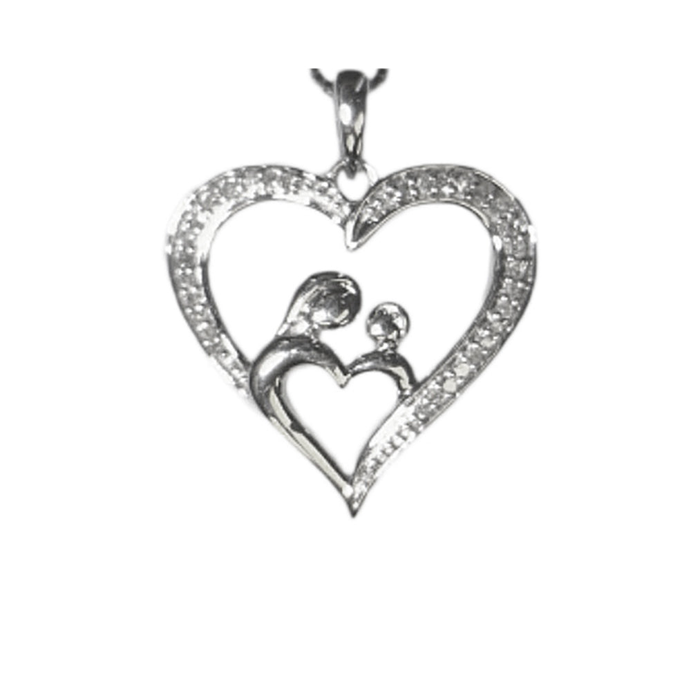 Sterling Silver Diamond Parent And Child Pendant