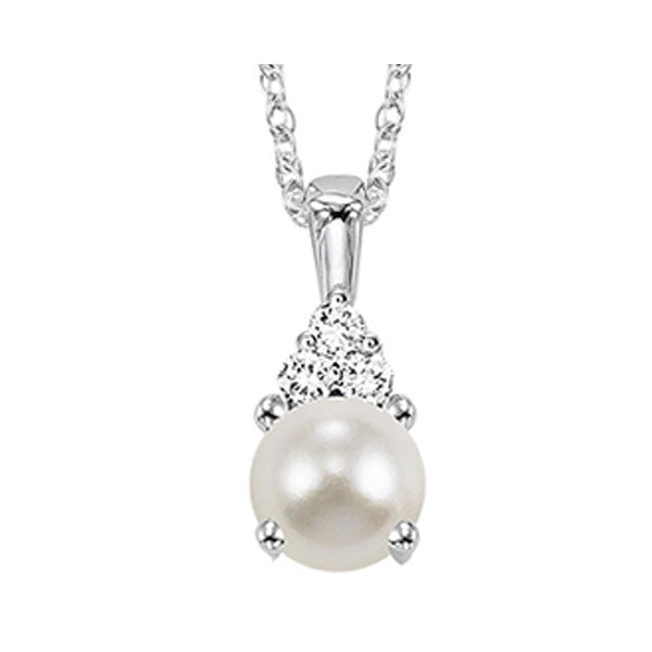 10K White Gold Pearl Diamond Pendant