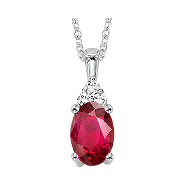 10K White Gold Ruby Diamond Pendant