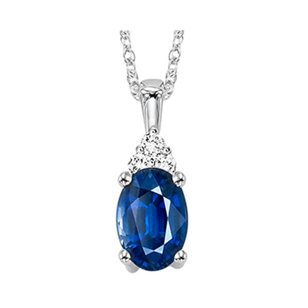 10K White Gold Sapphire Diamond Pendant