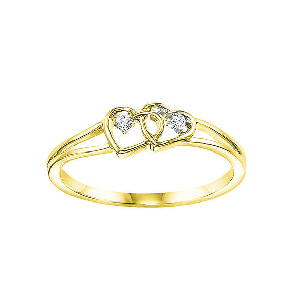 10K Yellow Gold Diamond Heart Ring