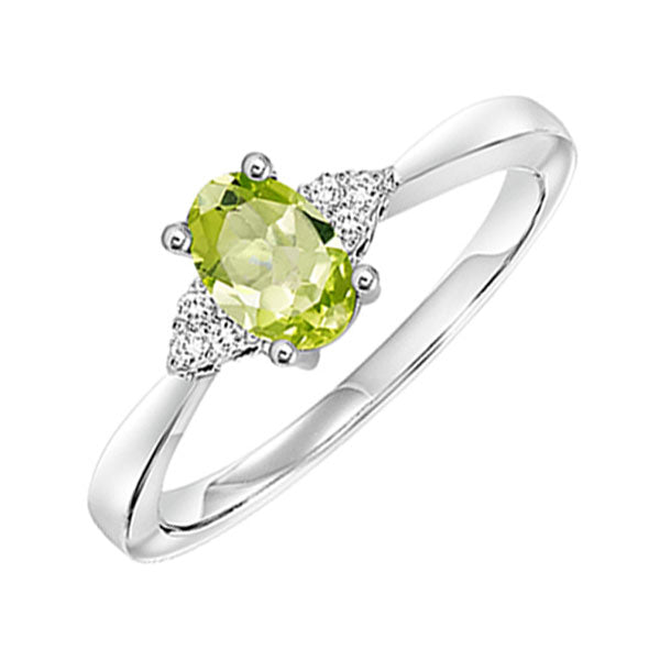 10K White Gold Peridot Diamond Ring