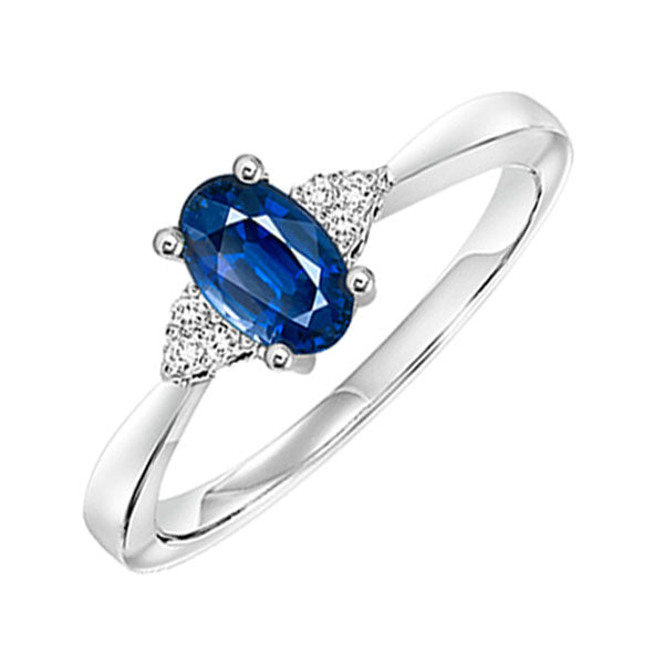 10K White Gold Sapphire Diamond Ring