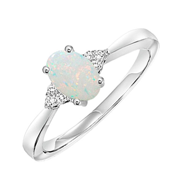 10K White Gold Opal Diamond Ring