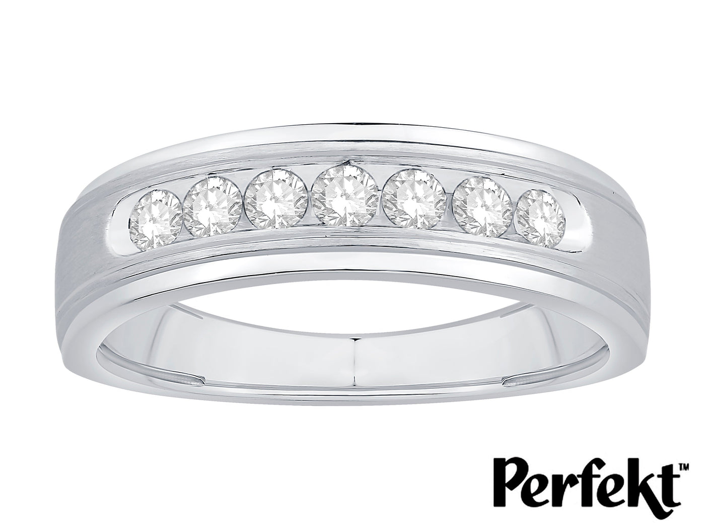 10K White Gold Diamond Gents Wedding Ring