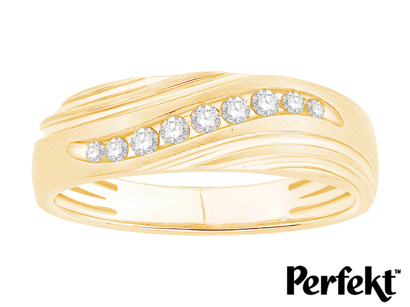 10K Yellow Gold Diamond Gents Wedding Ring