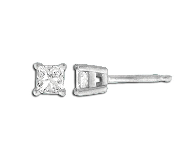 14K White Gold Diamond Princess Cut Earrings (1/5ctw)