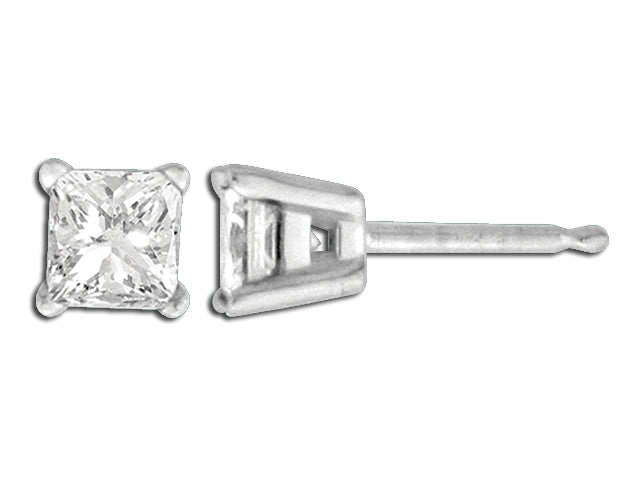 14K White Gold Diamond Princess Cut Earrings (3/4ctw)