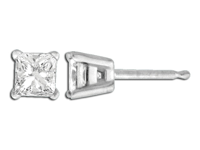 14K White Gold Diamond Princess Cut Earrings (1 ctw)