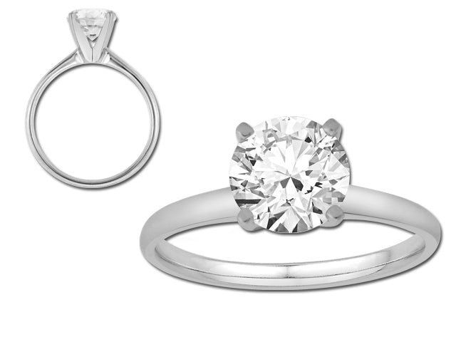 14K White Gold Diamond Solitaire Engagement Ring