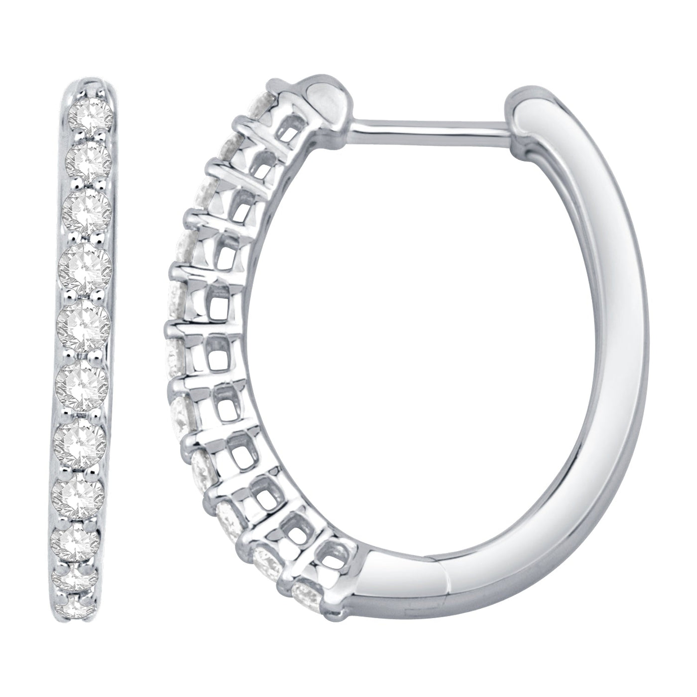 14K White Gold Diamond Hoop Earrings (1/2ctw)