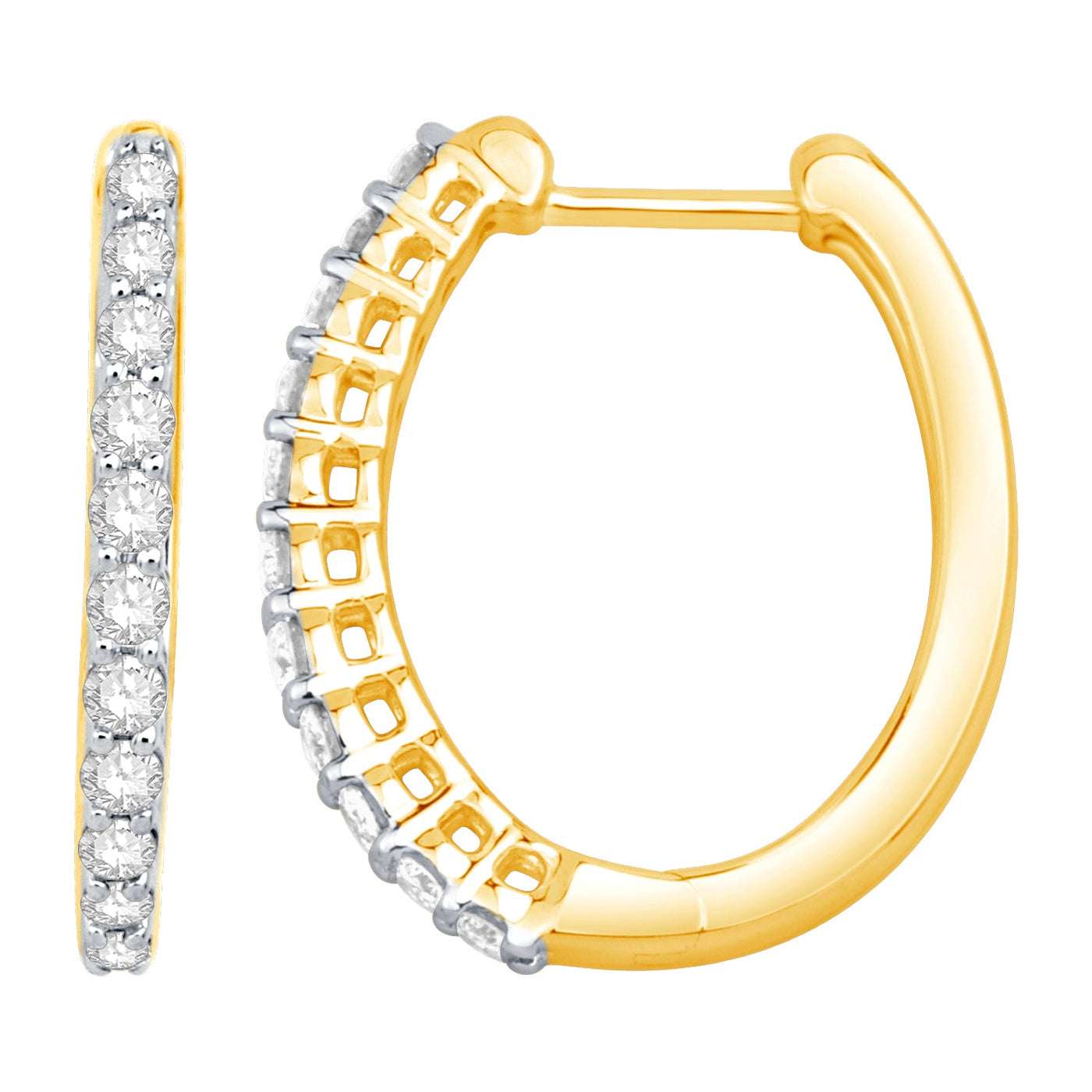 14K Yellow Gold Diamond Hoop Earrings (1/2ctw)
