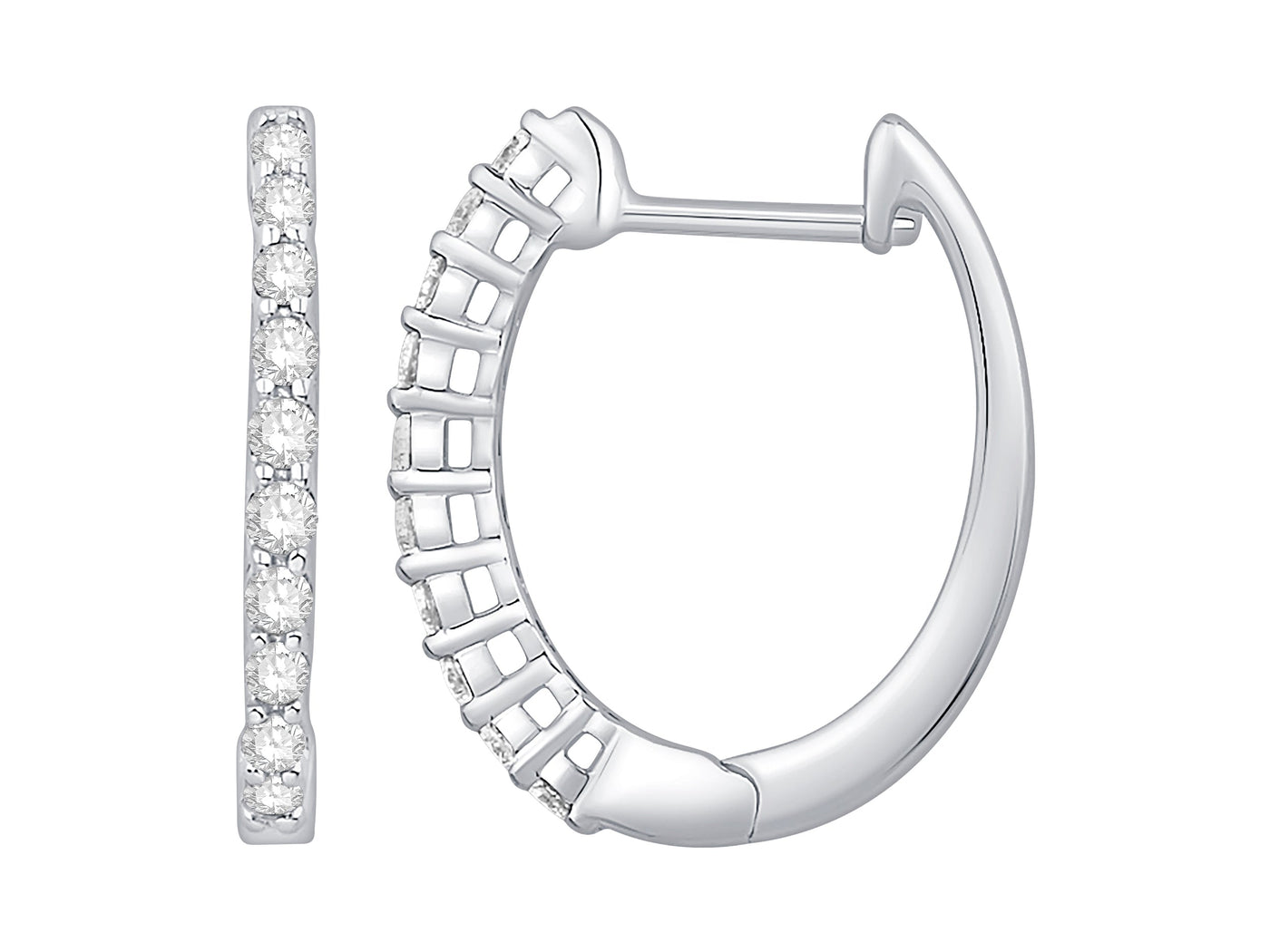14K White Gold Diamond Hoop Earrings (1/6ctw)