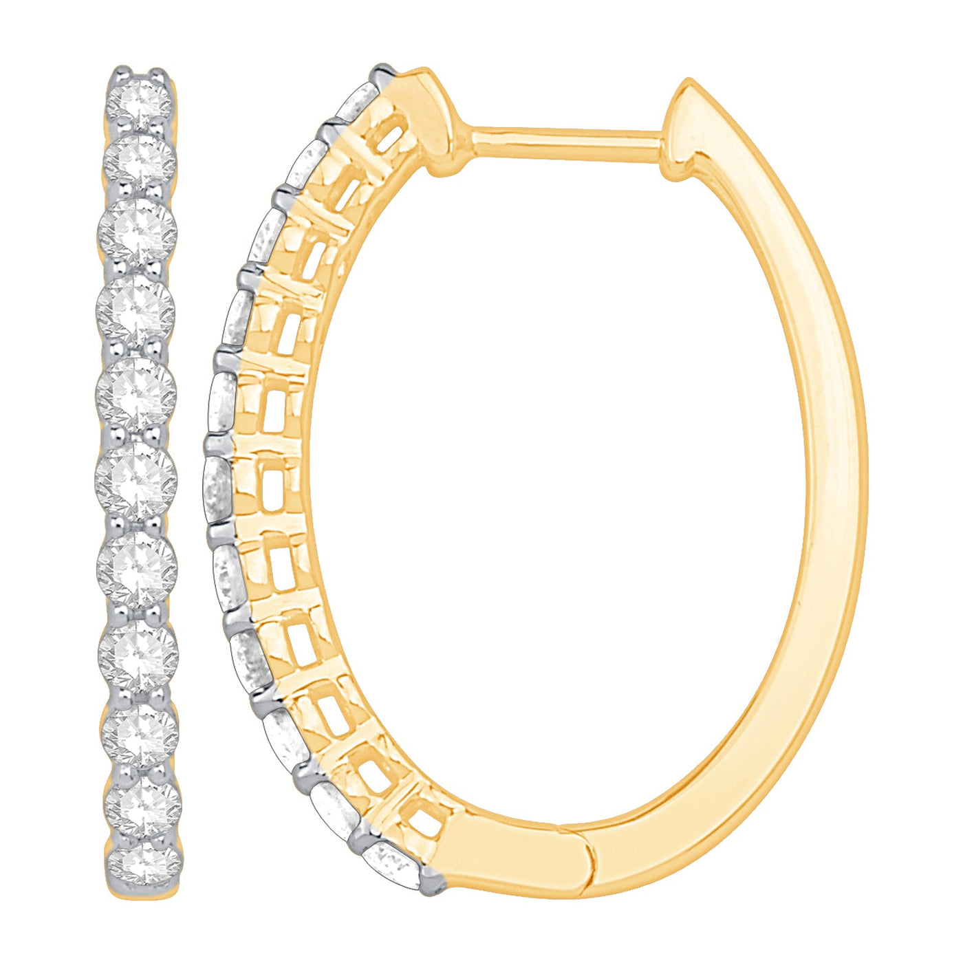 14K Yellow Gold Diamond Hoop Earrings (3/4ctw)