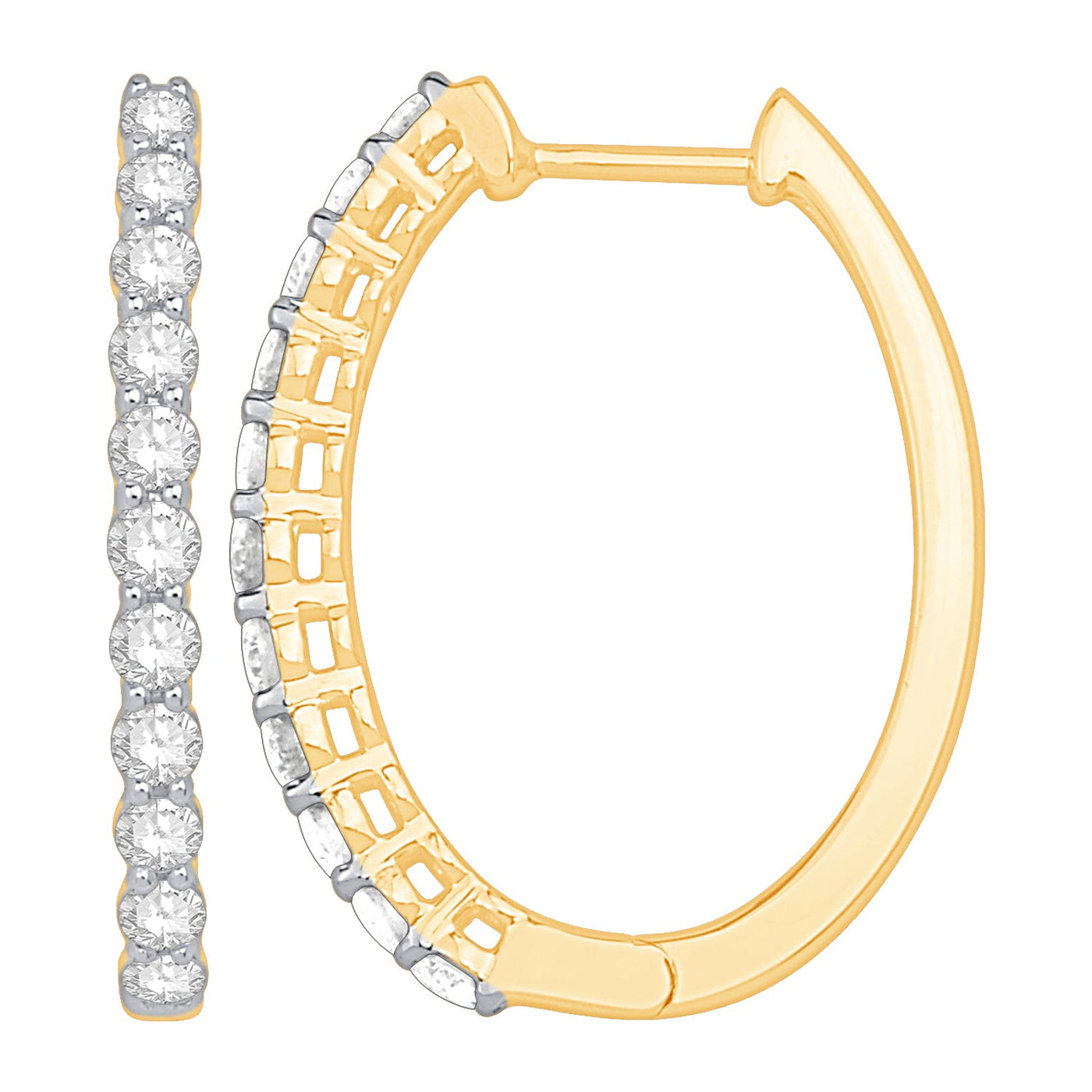 14K Yellow Gold Diamond Hoop Earrings (1/4ctw)