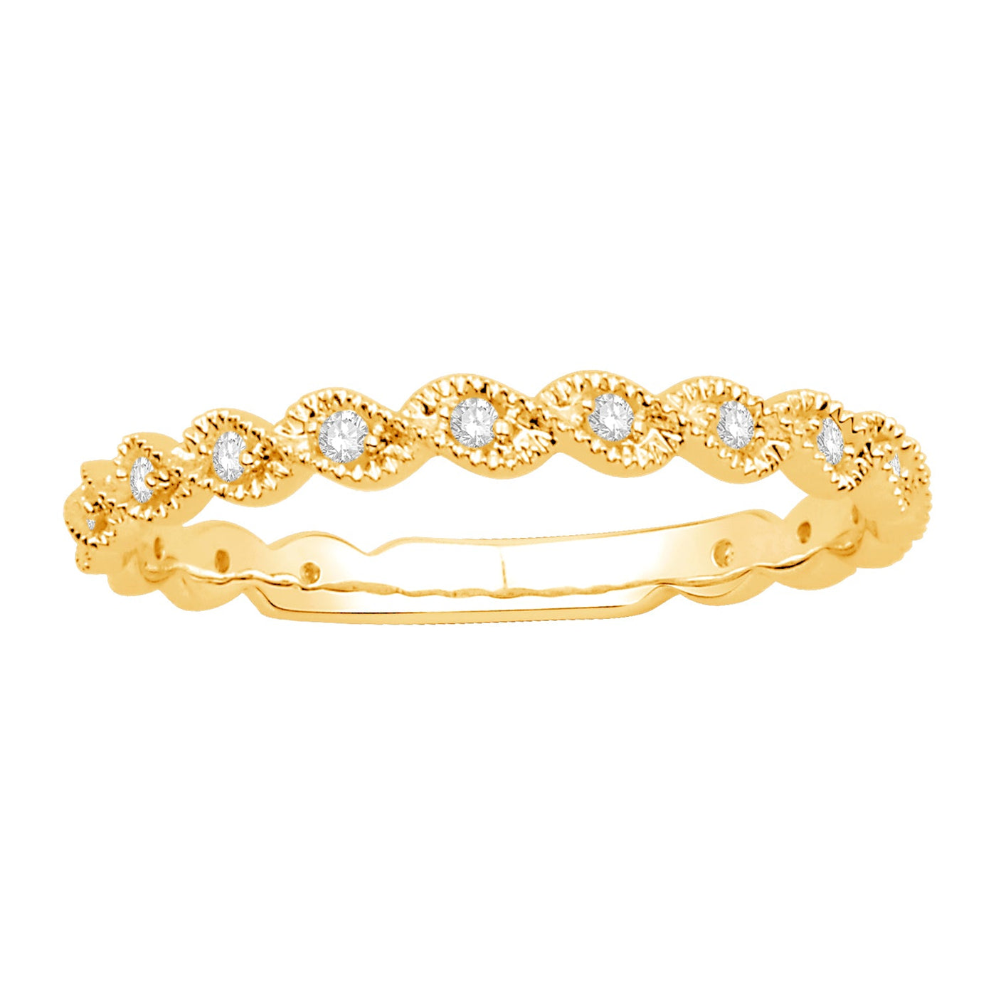 14K Yellow Gold Diamond Stackable Ring