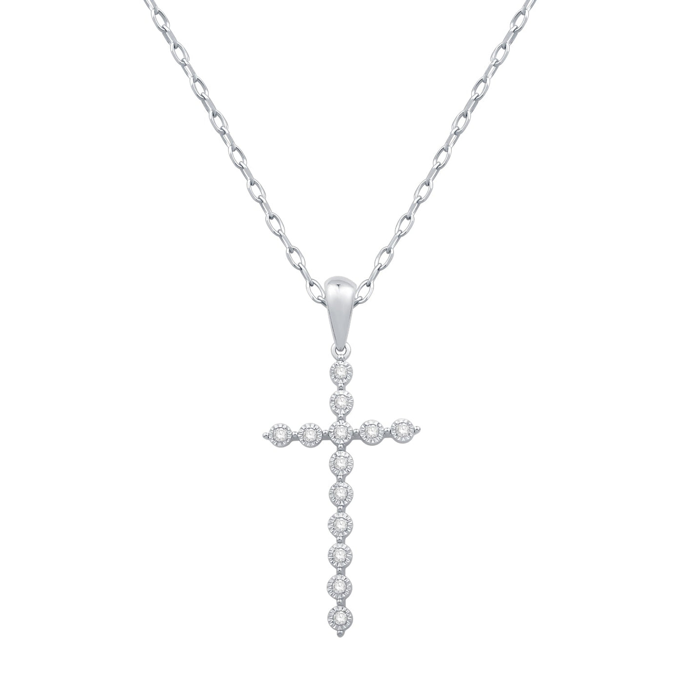 10K White Gold Diamond Cross Pendant