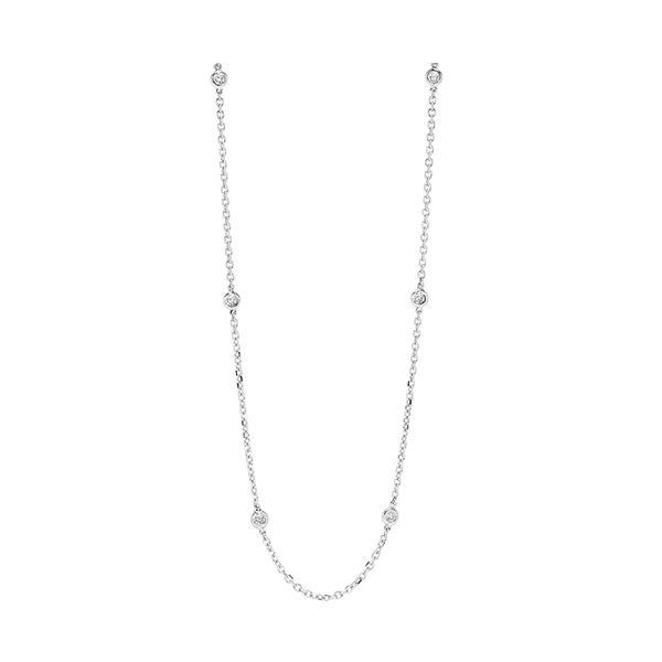 14K White Gold Diamond By The Yard Necklace