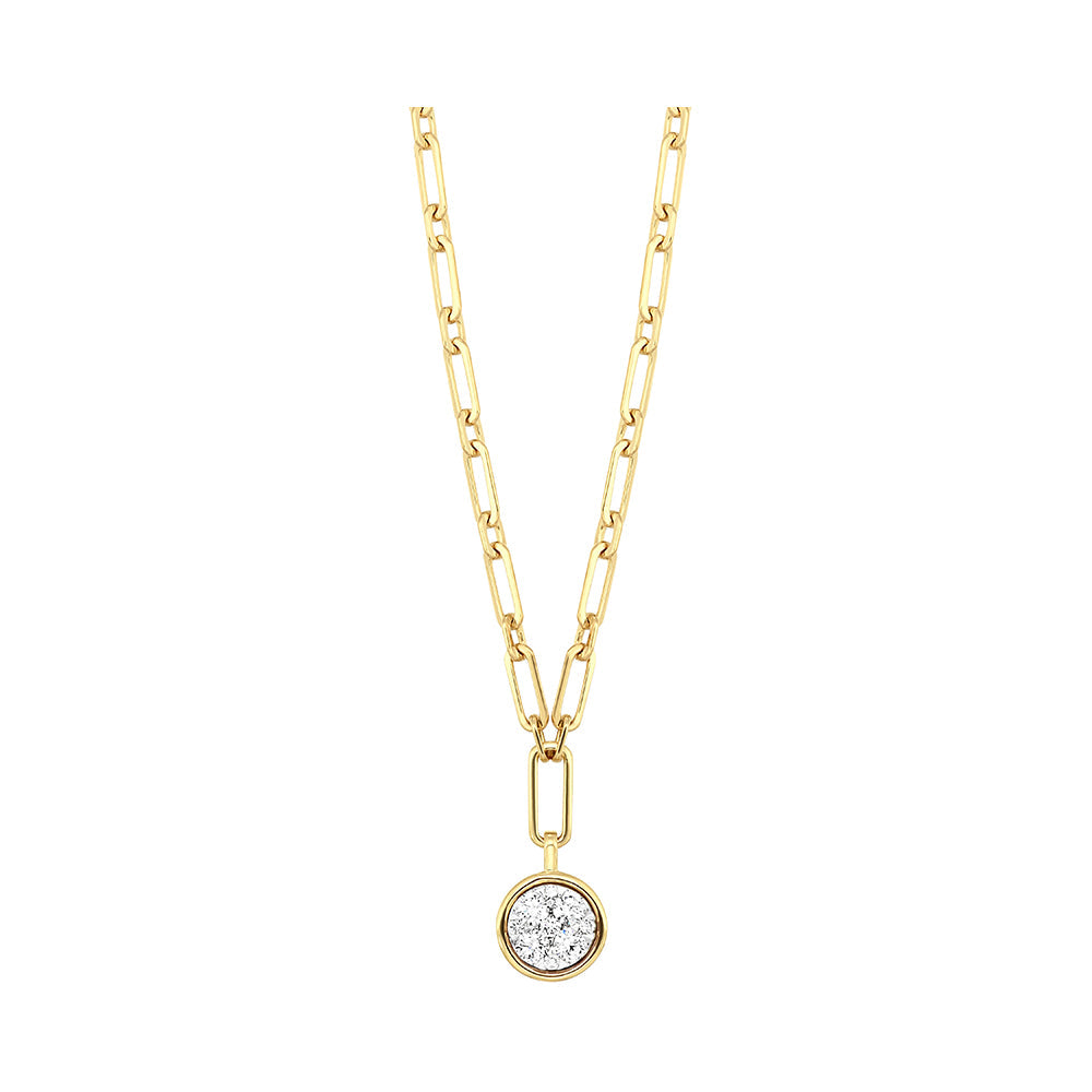 14K Yellow Gold Diamond Paperclip Necklace